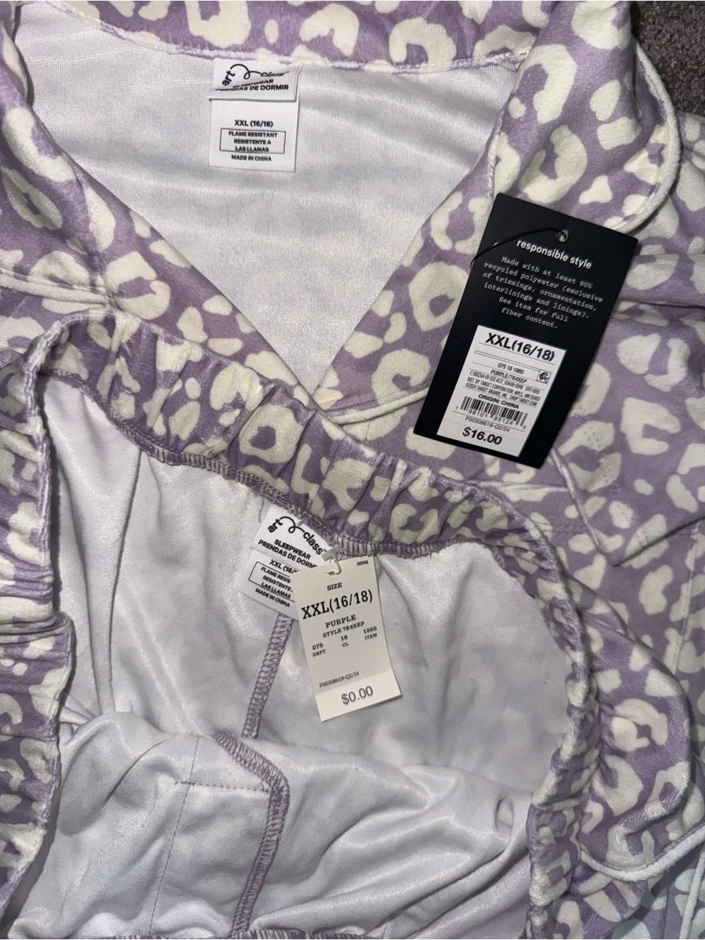 Nwt art & class pajama set girls sz xxl (16/18)✨